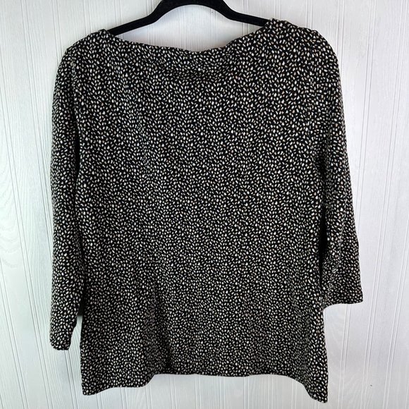 Talbots Women's Blouse Size Medium Black with white and tan dots - Picture 2 of 6